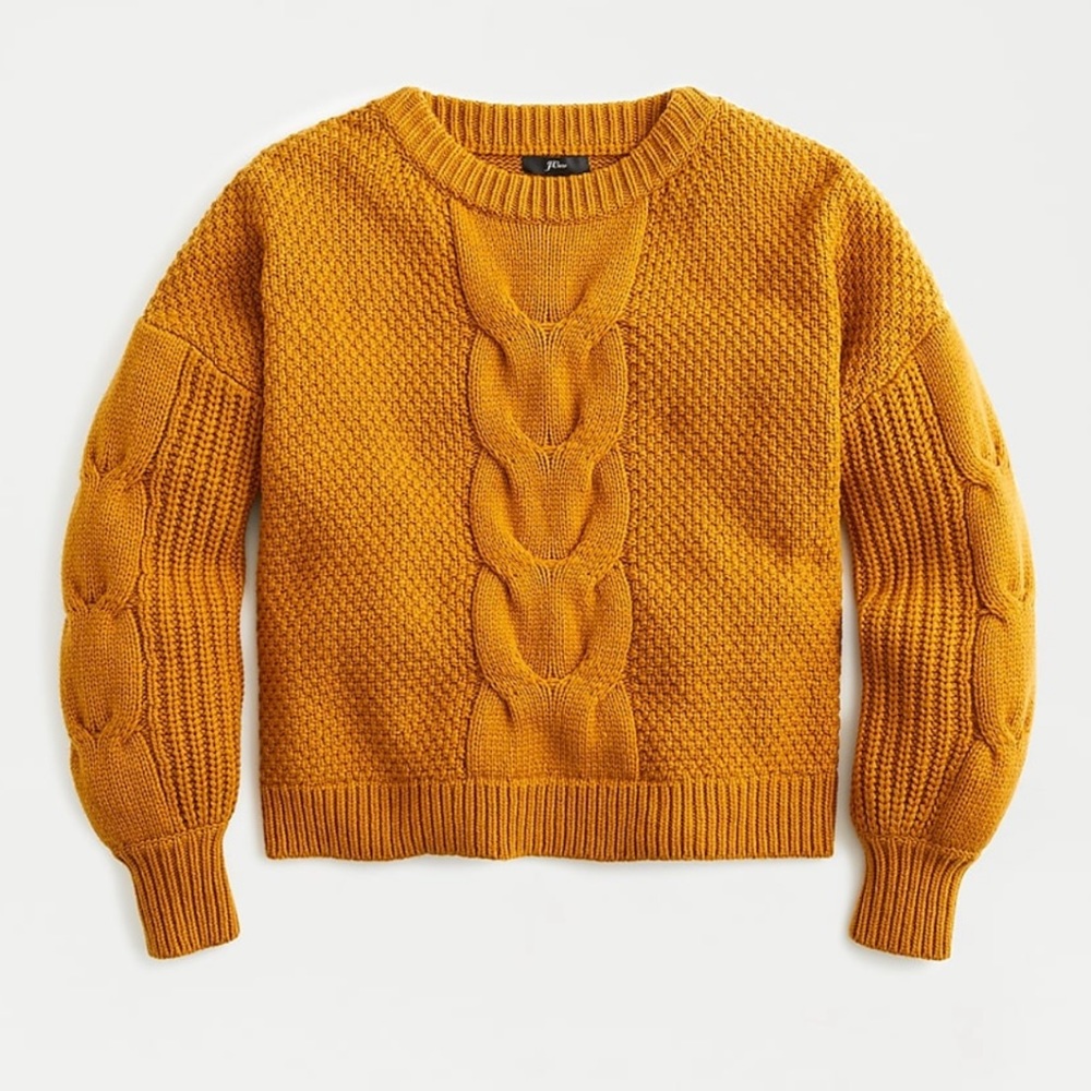 J.Crew Cable-knit Balloon Sleeve Sweater